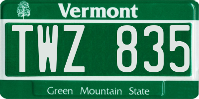 VT license plate TWZ835