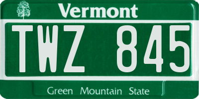 VT license plate TWZ845