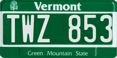 VT license plate TWZ853