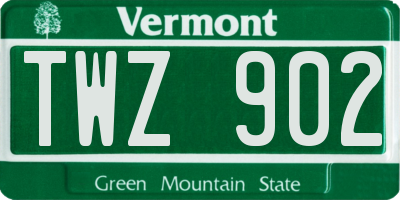 VT license plate TWZ902