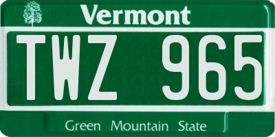 VT license plate TWZ965