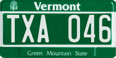 VT license plate TXA046