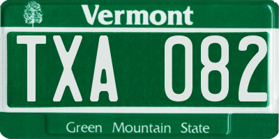 VT license plate TXA082