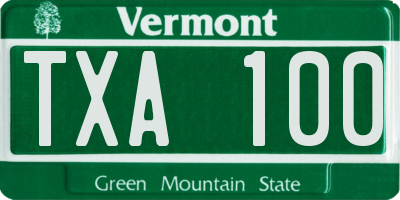 VT license plate TXA100