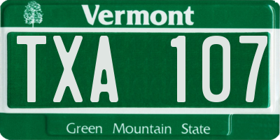 VT license plate TXA107