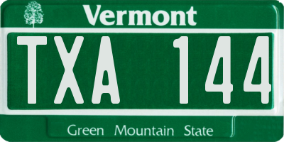 VT license plate TXA144