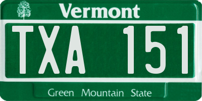 VT license plate TXA151