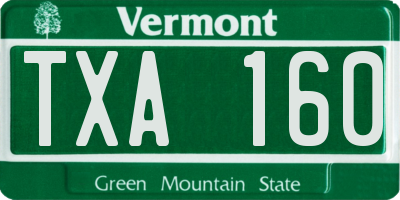 VT license plate TXA160