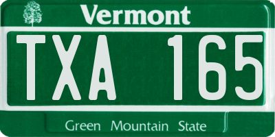 VT license plate TXA165