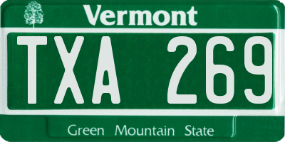 VT license plate TXA269