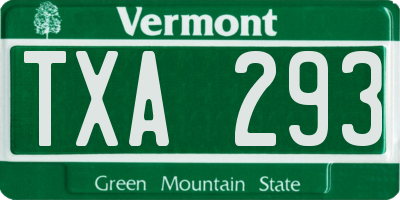 VT license plate TXA293