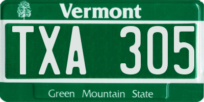 VT license plate TXA305