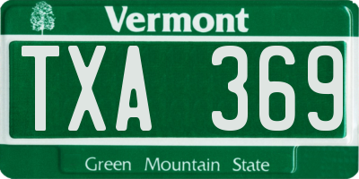 VT license plate TXA369