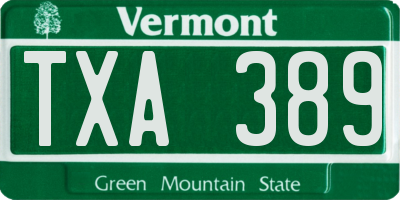 VT license plate TXA389