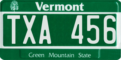 VT license plate TXA456