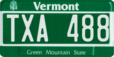 VT license plate TXA488
