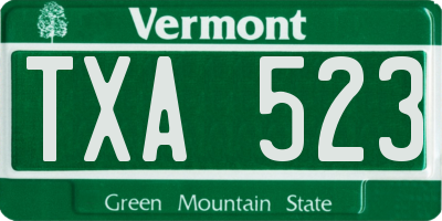 VT license plate TXA523