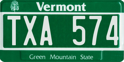 VT license plate TXA574