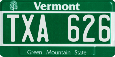 VT license plate TXA626
