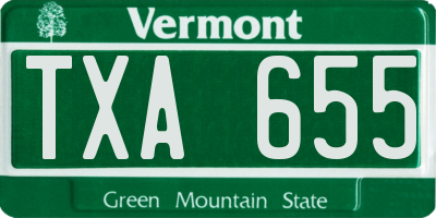 VT license plate TXA655