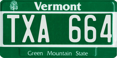 VT license plate TXA664