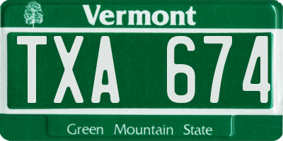 VT license plate TXA674