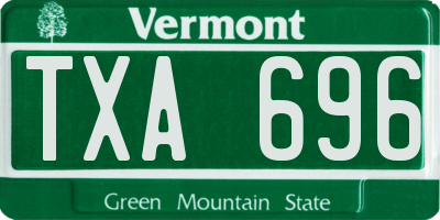 VT license plate TXA696