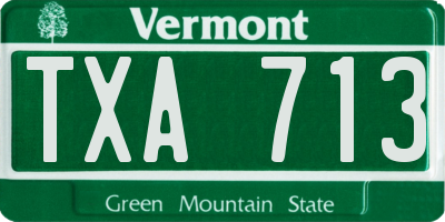 VT license plate TXA713