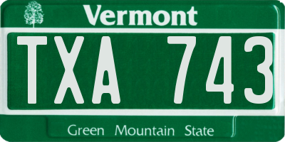 VT license plate TXA743