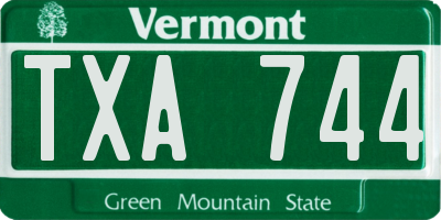 VT license plate TXA744