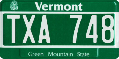 VT license plate TXA748