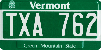 VT license plate TXA762