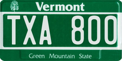 VT license plate TXA800