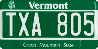 VT license plate TXA805
