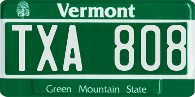 VT license plate TXA808