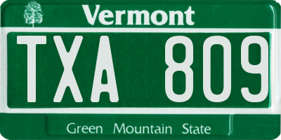 VT license plate TXA809
