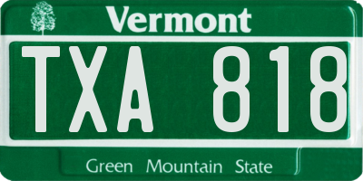 VT license plate TXA818
