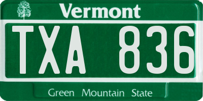 VT license plate TXA836