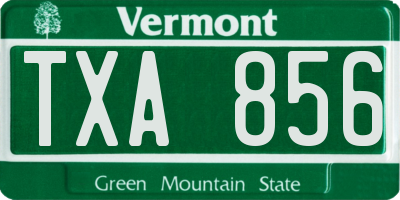 VT license plate TXA856