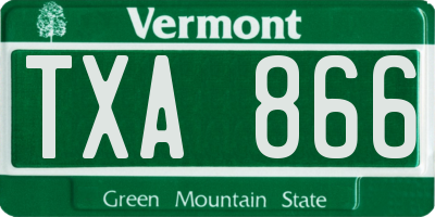 VT license plate TXA866