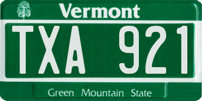 VT license plate TXA921