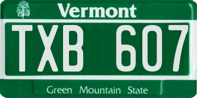 VT license plate TXB607