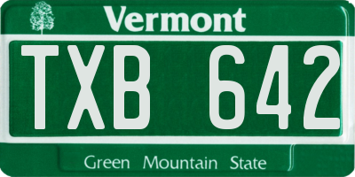 VT license plate TXB642