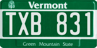 VT license plate TXB831