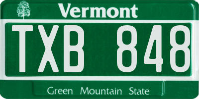 VT license plate TXB848