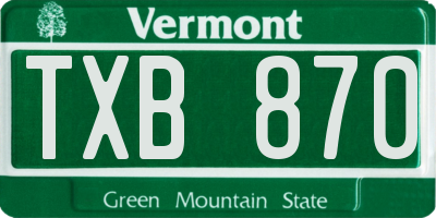 VT license plate TXB870