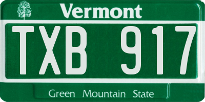VT license plate TXB917