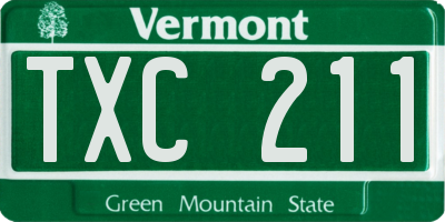 VT license plate TXC211