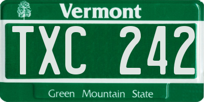VT license plate TXC242