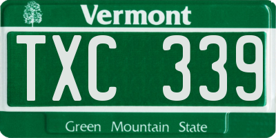 VT license plate TXC339